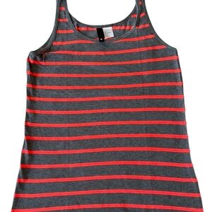 Divided Gray Tank Top with Red Stripes